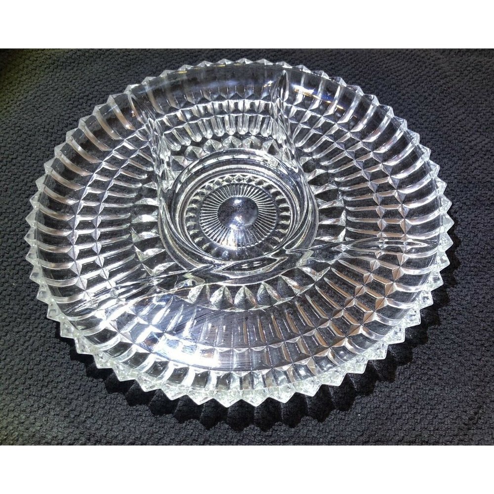 VTG WWII 1940’s Jeanette Glass‎ National Pattern 5 Section Divided Serving Tray